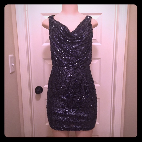 Sequined Midnight Blue Minidress - image 1