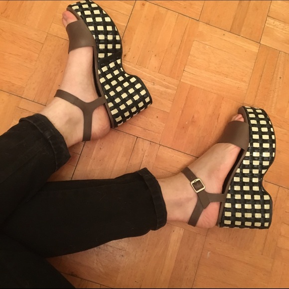 Marni woven checkerboard platforms