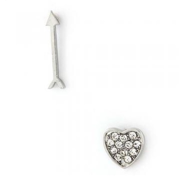 Mixed Pair Cupid’s Arrow & Pavé Heart Stud Earrings, Boutique-NWT - Picture 2 of 4