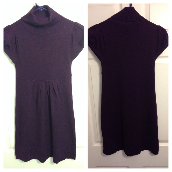 Plum Turtleneck Sweater Dress - Picture 2 of 3