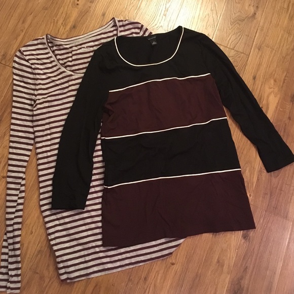 Bundle of (2) Ann Taylor Maroon Cotton Tees