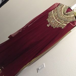 Maroon maxi dress for weddings! 3 piece!