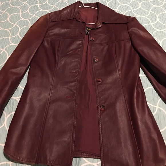 Vintage burgundy leather jacket, S