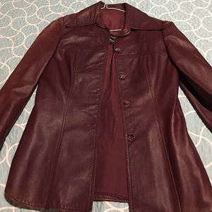 Vintage burgundy leather jacket, S