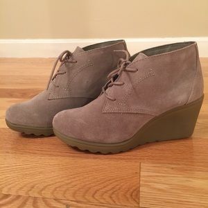 NEW: Suede Wedge Booties