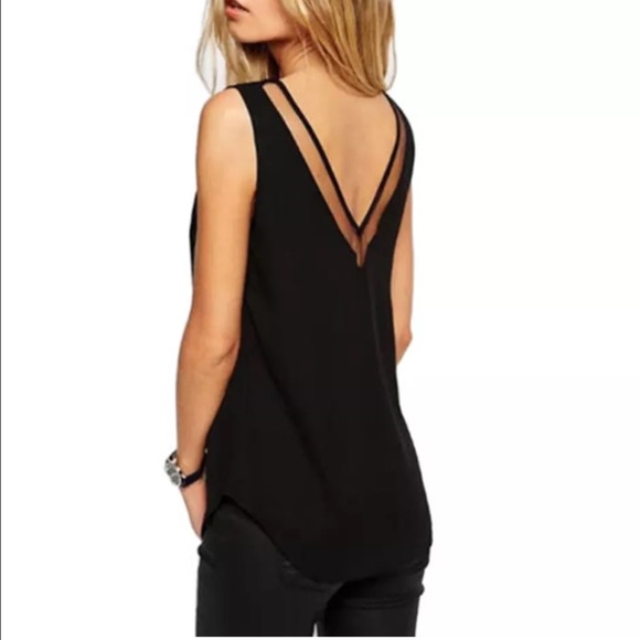 CUTE BLACK CHIFFON TANK! - Picture 2 of 5