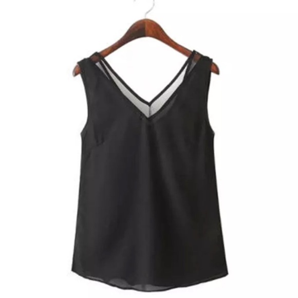 CUTE BLACK CHIFFON TANK! - Picture 3 of 5
