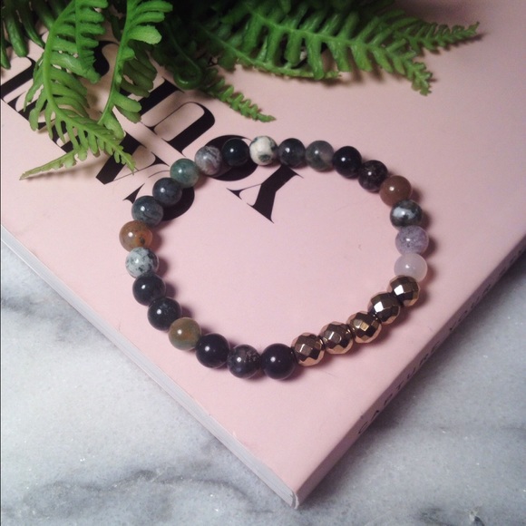 Jewelry - Handmade Fancy Jasper Bracelet with Hematite Beads