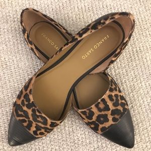Franco Sarto animal print, pointed toe flats