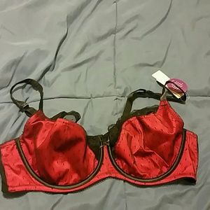 Red and black bra