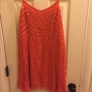 Free people coral sequin dress