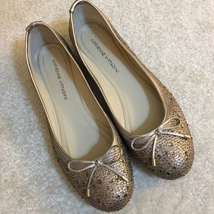 Adrienne Vittadini sparkle gold ballet flats