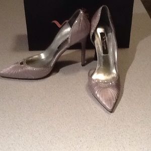 Silver 4 inch heels