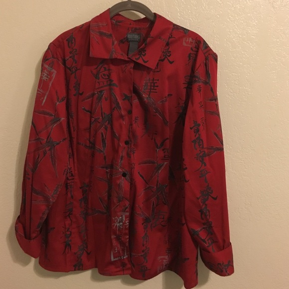 Chicos Asian inspired button down top