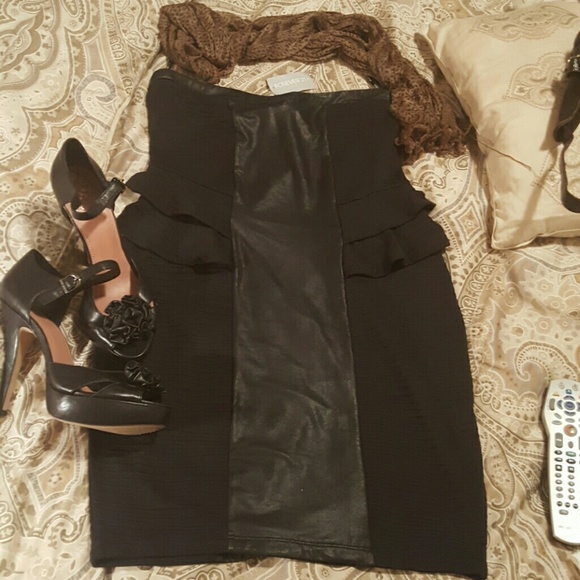Forever21 Dress -   Black Strapless with Peplum -