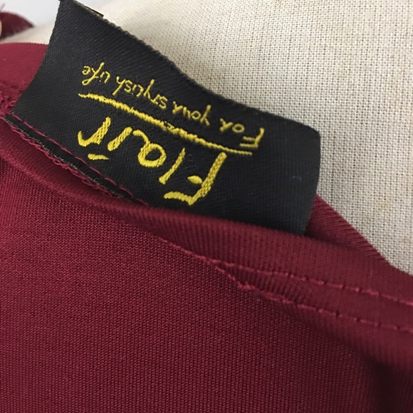 Burgundy Peplum Hi Lo Blouse - Picture 3 of 3