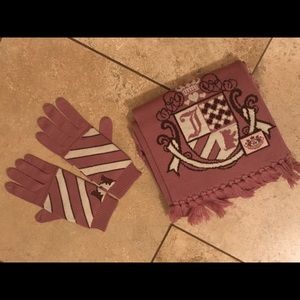 JUICY COUTURE $125 Glove Scarf Pink Brown Set NEW