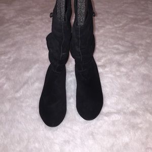 Black suede boots