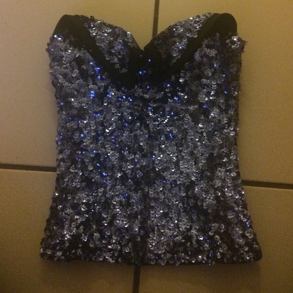 Blue Bebe strapless top - Picture 2 of 4