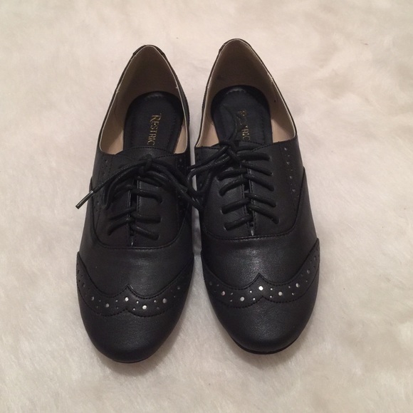 Black flats with silver design