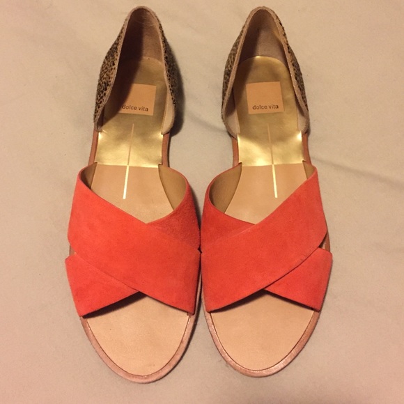 Dolce Vita Delila open toed Leopard D' Orsay Flats