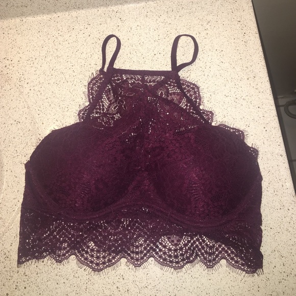VS Pink Burgundy lace Halter