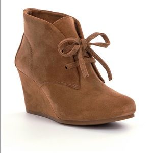 Gianni Bini Karrlynn Wedge Lace-Up Suede Booties