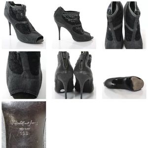 Elizabeth and James Shoes - ELIZABETH AND JAMES LACE-ACCENTED PEEP-TOE BOOTIES Elizabeth and James Shoes - ELIZABETH AND JAMES LACE-ACCENTED PEEP-TOE BOOTIES