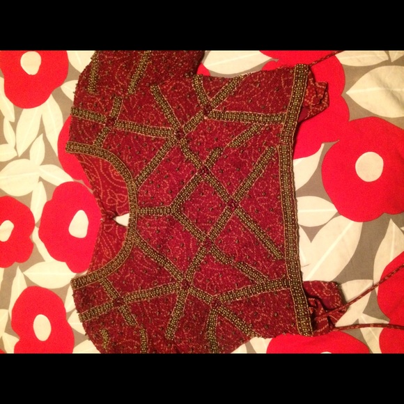 Embellished beaded tie at the side crop top