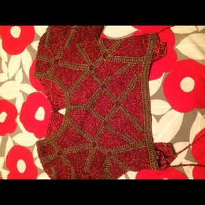 Embellished beaded tie at the side crop top