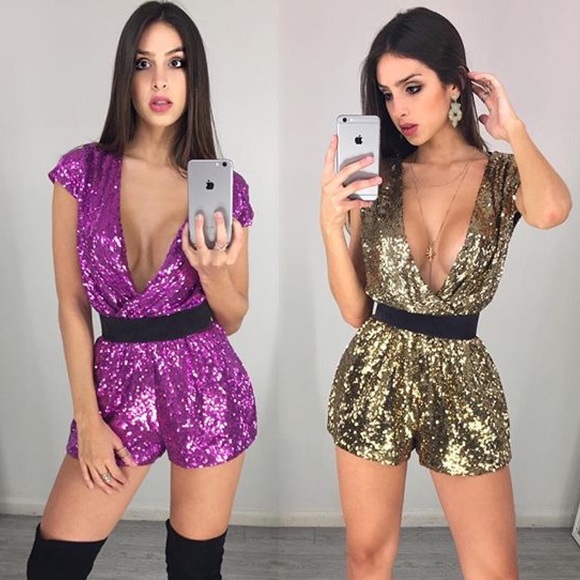 1 DAY BLOWOUT CLEARANCE✨ purple sequin Romper - Picture 6 of 6