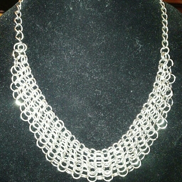 Silver hand-linked necklace