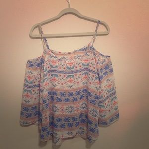 Floral Patterned Open-Shoulder Top