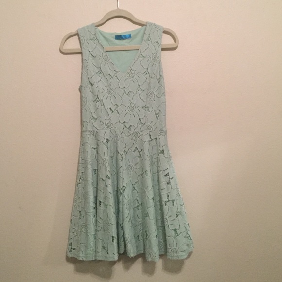 Francesca's Green Floral Knit Dress