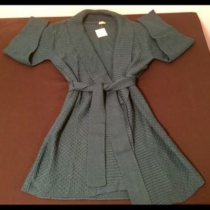 Echo M/L Teal Thin Knitted Sweater with Belt.