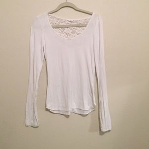 Aeropostale White Long-Sleeve Shirt with Knit Back
