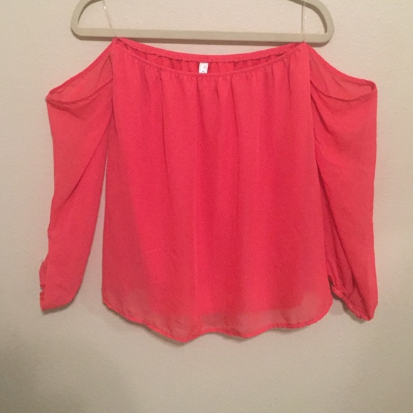 Salmon Open Shoulder Top