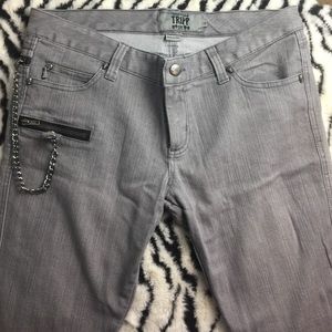 Tripp Skinny Jeans In Gray with Chain and Skulls