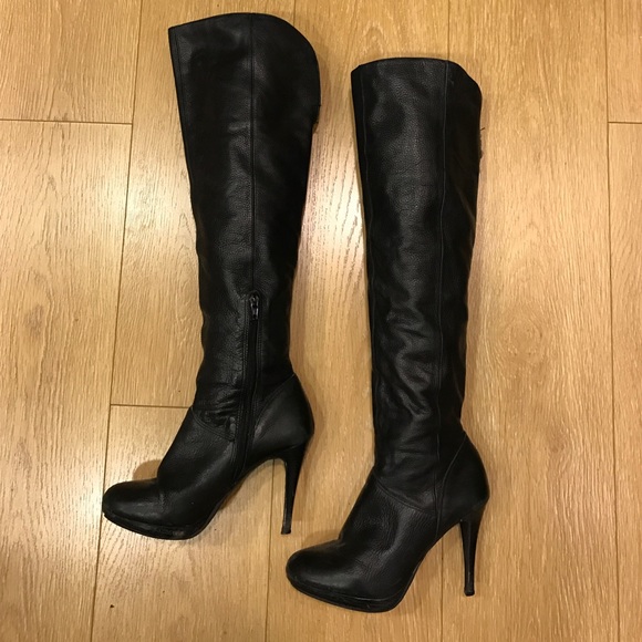 Cathy Jean - Over The Knee Black Leather Boots