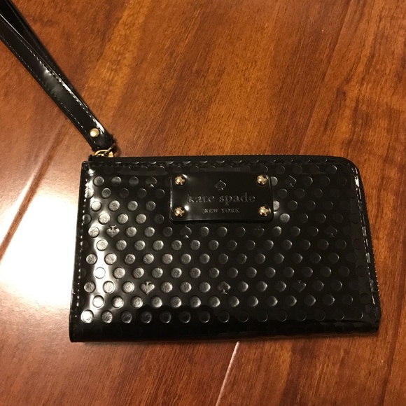 Kate spade black polkadot wristlet