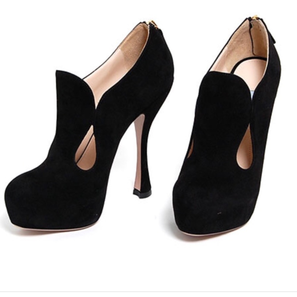 Prada suede closed toe bootie