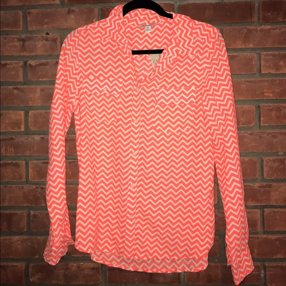 Chevron Pattern Button Up Blouse - image 1