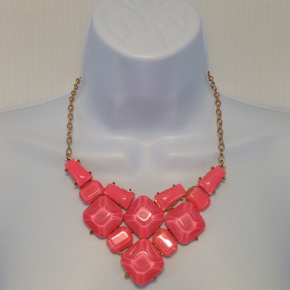 Unsigned Salmon Cabochon Conglomerate Necklace.