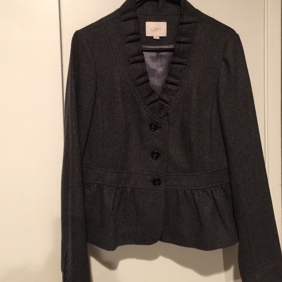 Ann Taylor Loft Peplum Wool/Polyester Blend Blazer