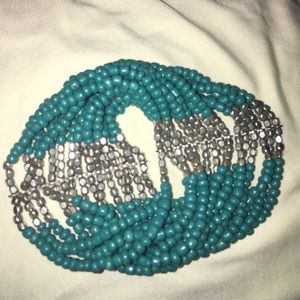 Turquoise-Colored Beaded Stretch Bracelet