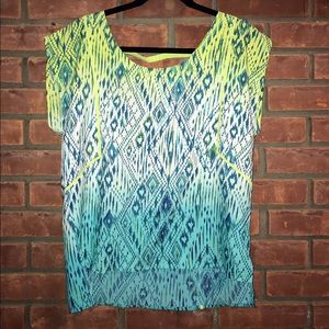 Multicolor patterned short sleeve blouse