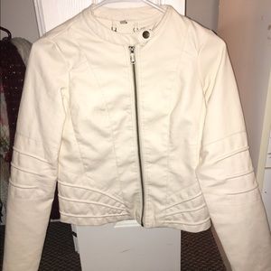 Women's white leather jacket