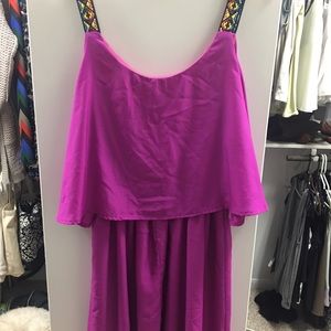 Never worn purple with Aztec stripped dress