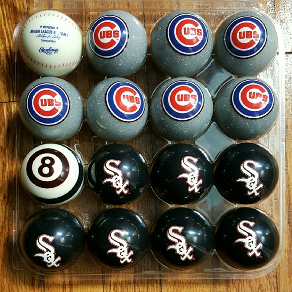 Chicago Cubs White Sox unique mixed pool ball set