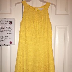 Women's yellow A-line floral texture dress